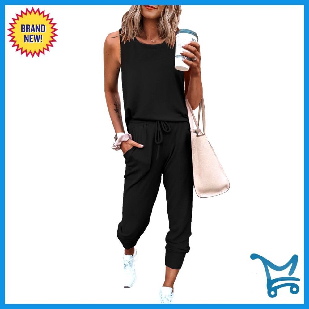Sleeveless Two Piece Set Casual Lounge Wear Summer Travel Tracksuit Minimal Chic